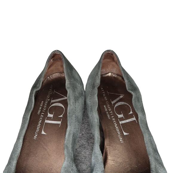 AGL Shoes Womens 36.5 Ballet Flats Ruffle Cap Toe Leather Metallic Fashion Grey - Picture 11 of 15
